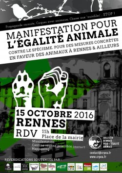 Affiche manifestation antispéciste rennes 2016